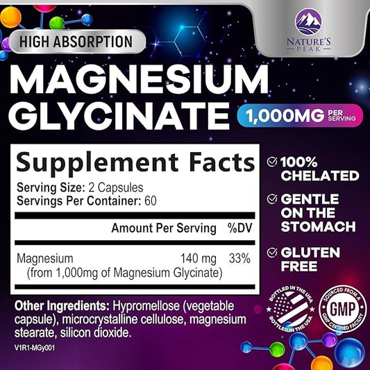 Glicinato de magnesio 1,000MG