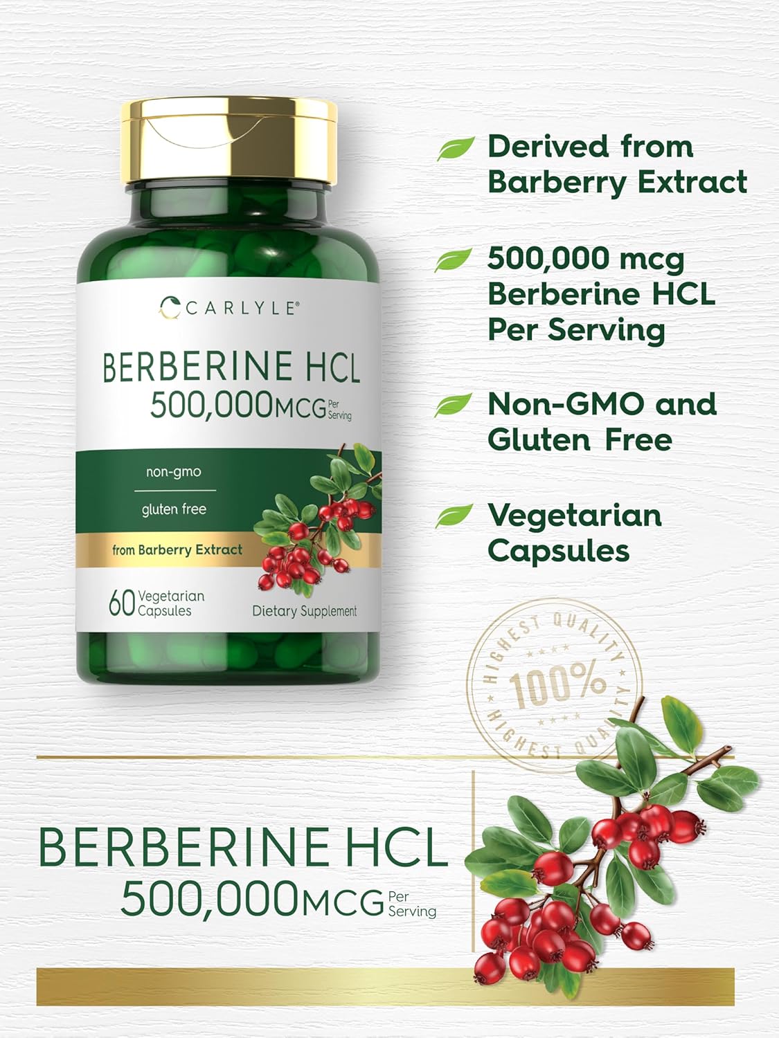 Carlyle Berberine HCL 500 mg